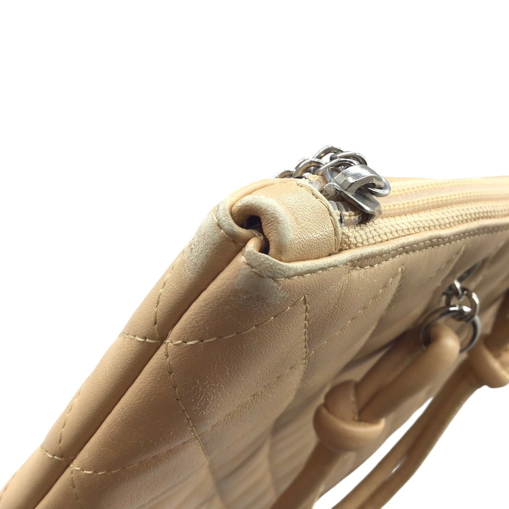 CHANEL Cambon Line Tote Bag Beige Soft Calfskin CC Coco Handbag Leather Shopping - Picture 6 of 8